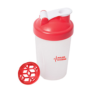 WB6785-THE CROSS-TRAINER 400 ML. (13.5 FL. OZ.) SMALL SHAKER BOTTLE-Clear/Red (Clearance Minimum 100 Units)
