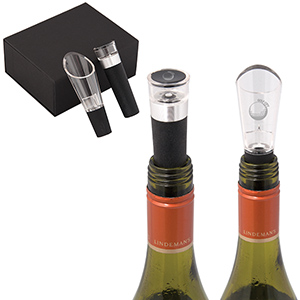 WK6427-EL CLASSICO WINE POURER AND STOPPER GIFT SET-Black